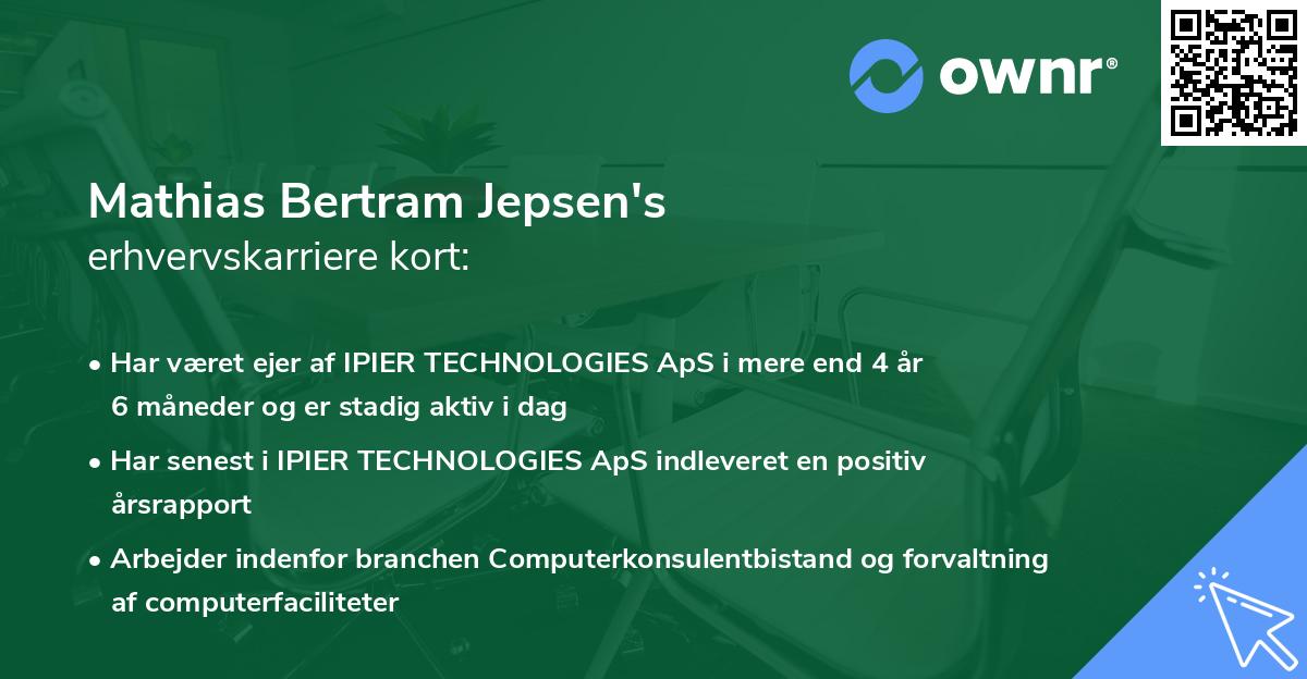 Mathias Bertram Jepsen's erhvervskarriere kort