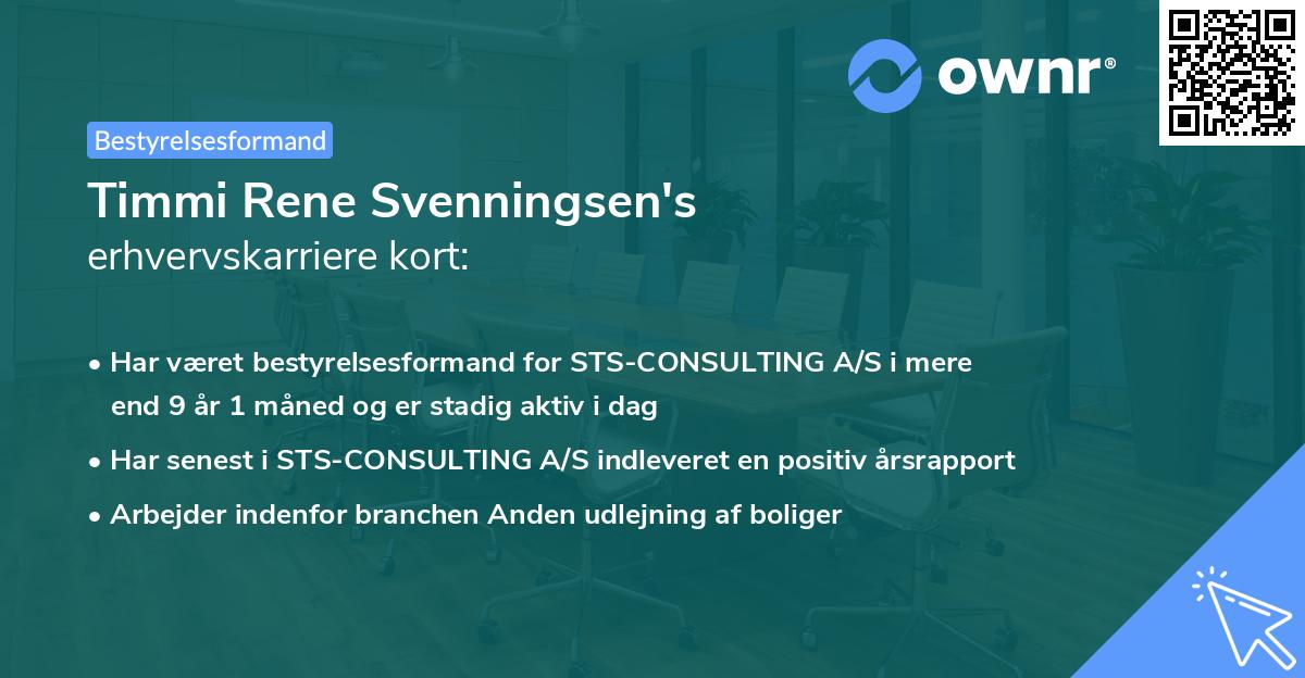Timmi Rene Svenningsen's erhvervskarriere kort