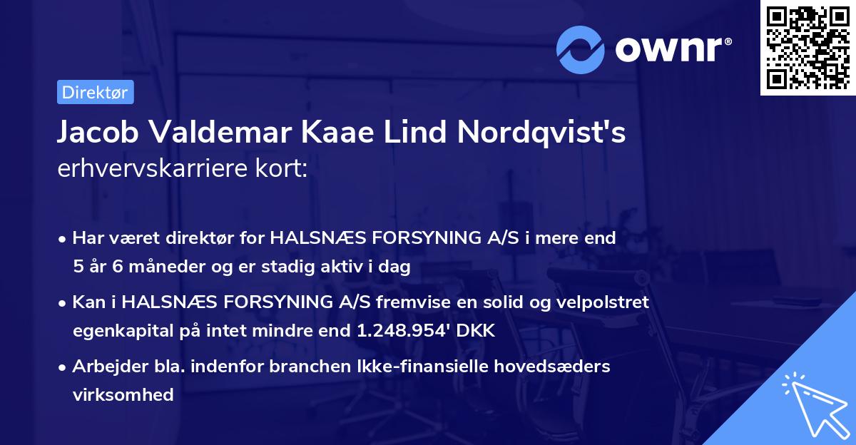 Jacob Valdemar Kaae Lind Nordqvist's erhvervskarriere kort