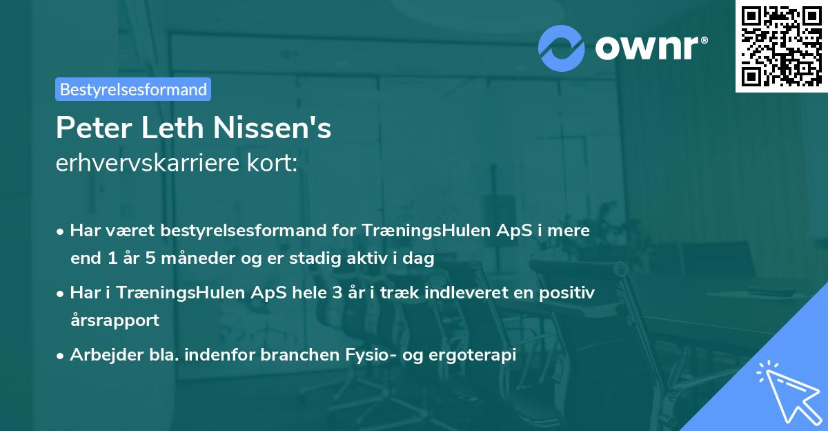 Peter Leth Nissen's erhvervskarriere kort