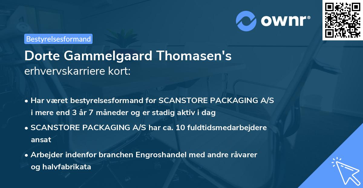 Dorte Gammelgaard Thomasen's erhvervskarriere kort