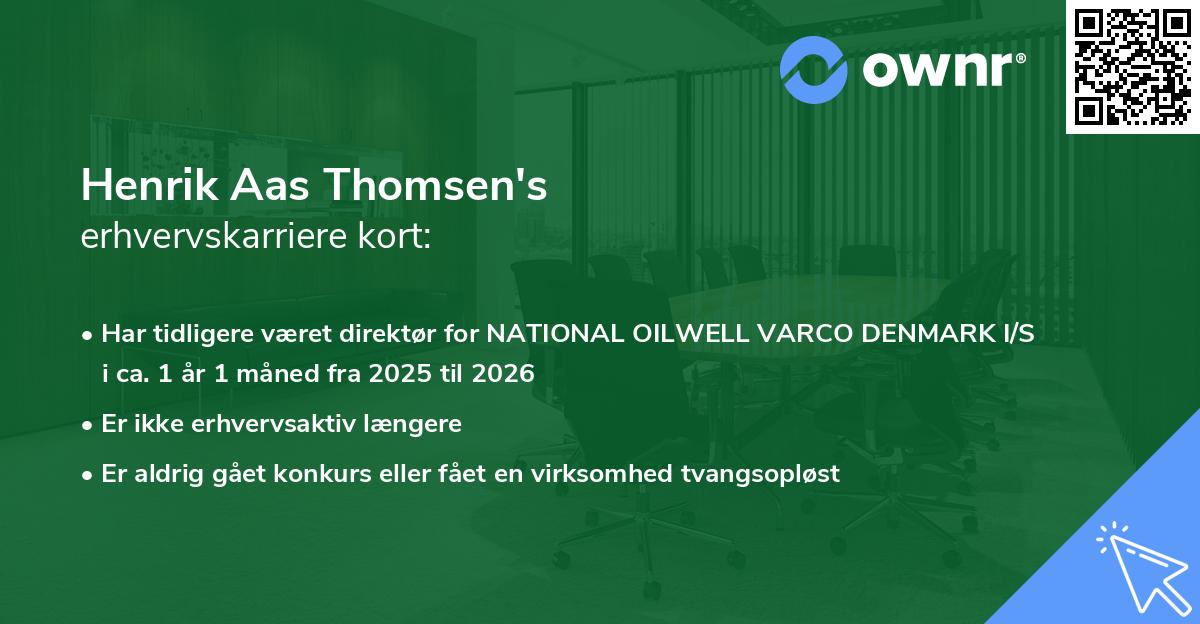 Henrik Aas Thomsen's erhvervskarriere kort