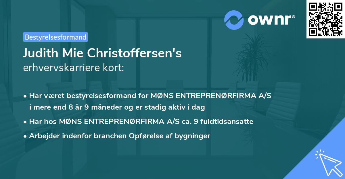 Judith Mie Christoffersen's erhvervskarriere kort