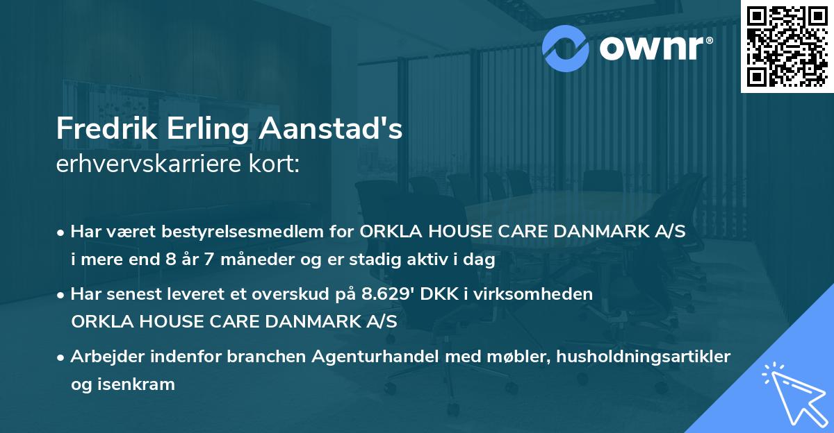 Fredrik Erling Aanstad's erhvervskarriere kort