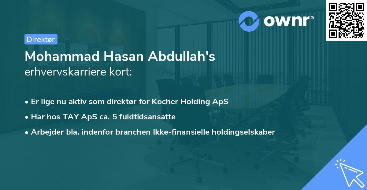 Mohammad Hasan Abdullah's erhvervskarriere kort