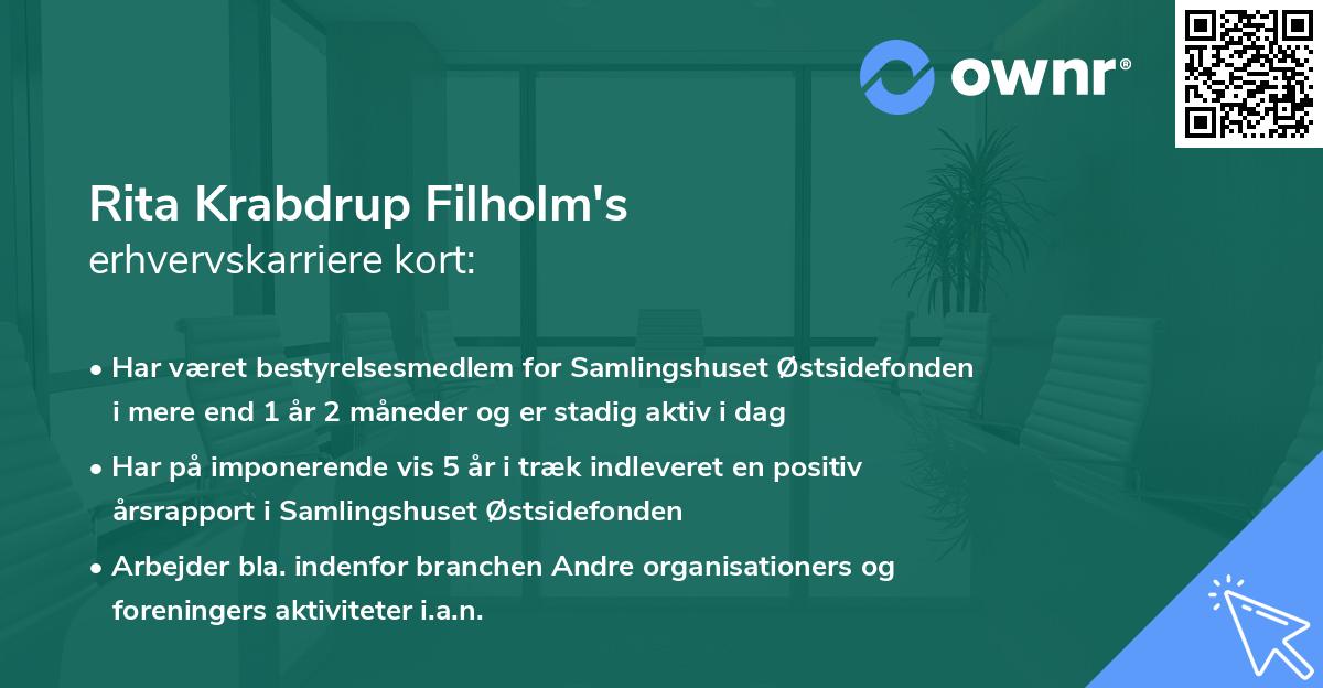 Rita Krabdrup Filholm's erhvervskarriere kort