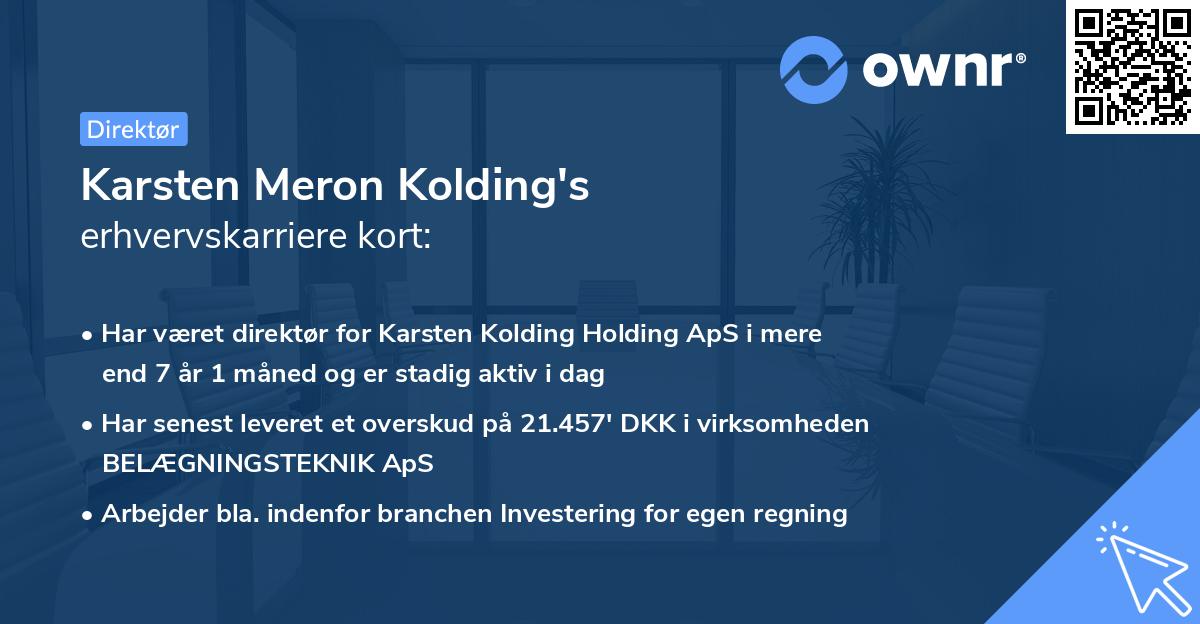 Karsten Meron Kolding's erhvervskarriere kort