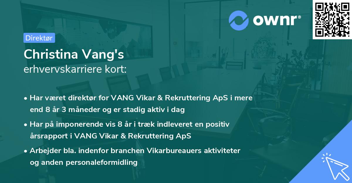 Christina Vang's erhvervskarriere kort