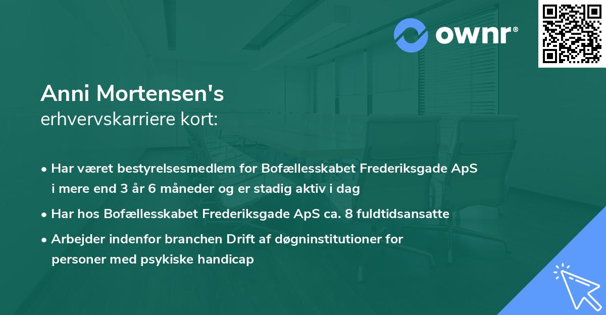 Anni Mortensen's erhvervskarriere kort