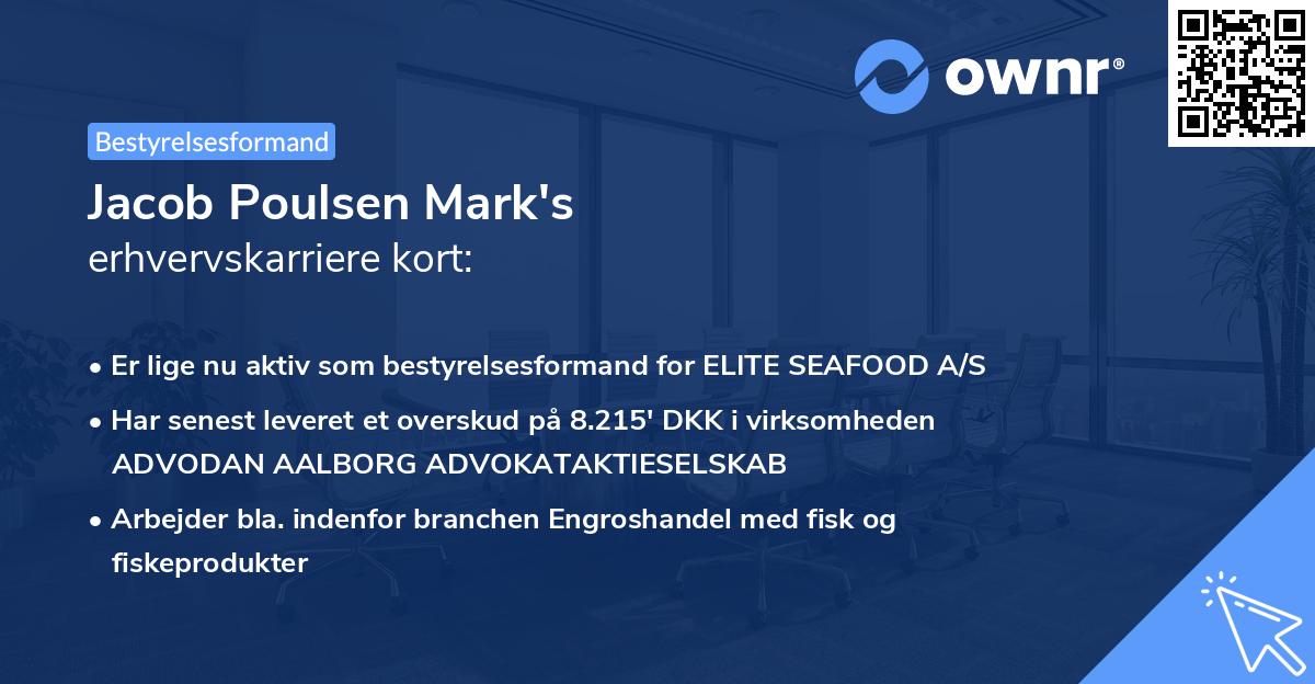 Jacob Poulsen Mark's erhvervskarriere kort