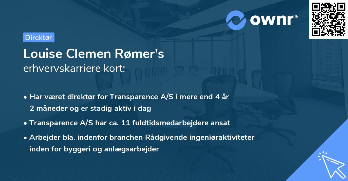Louise Clemen Rømer's erhvervskarriere kort