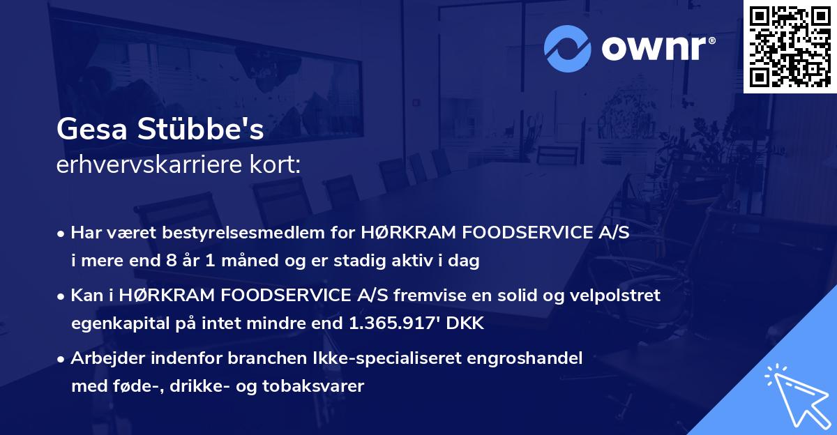 Gesa Stübbe's erhvervskarriere kort