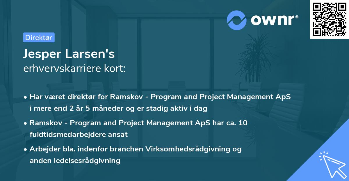 Jesper Larsen's erhvervskarriere kort
