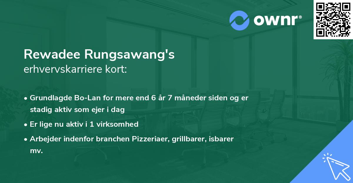 Rewadee Rungsawang's erhvervskarriere kort