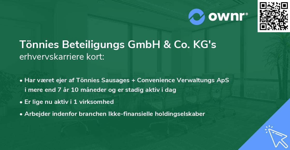 Tönnies Beteiligungs GmbH & Co. KG's erhvervskarriere kort