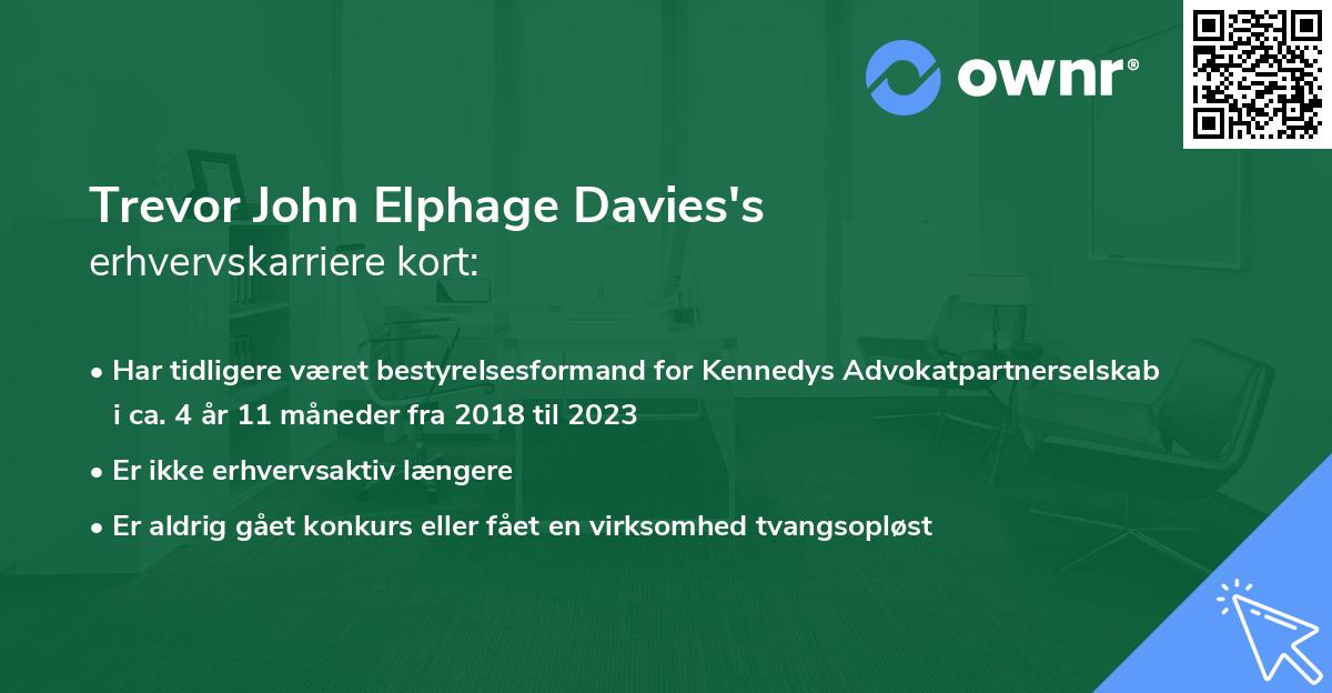 Trevor John Elphage Davies's erhvervskarriere kort