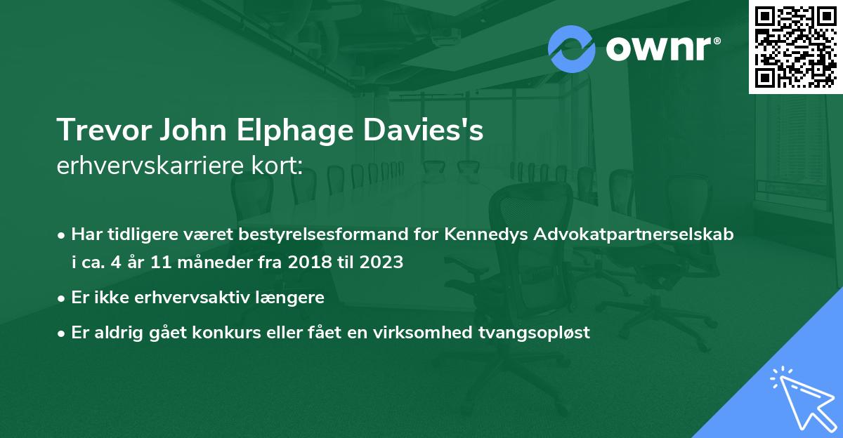 Trevor John Elphage Davies's erhvervskarriere kort