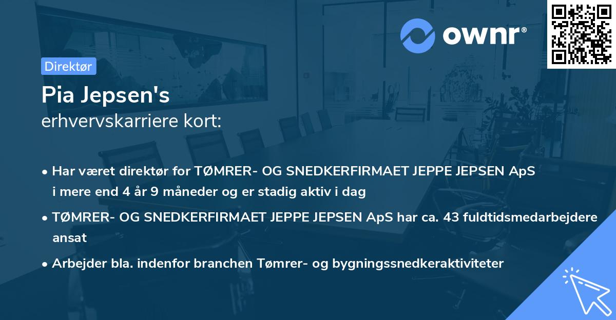 Pia Jepsen's erhvervskarriere kort