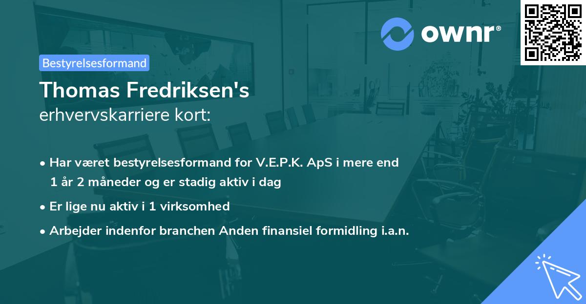 Thomas Fredriksen's erhvervskarriere kort
