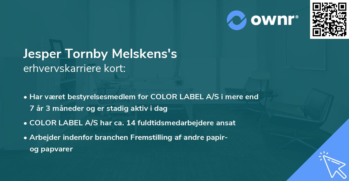 Jesper Tornby Melskens's erhvervskarriere kort