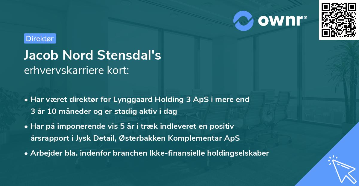 Jacob Nord Stensdal's erhvervskarriere kort
