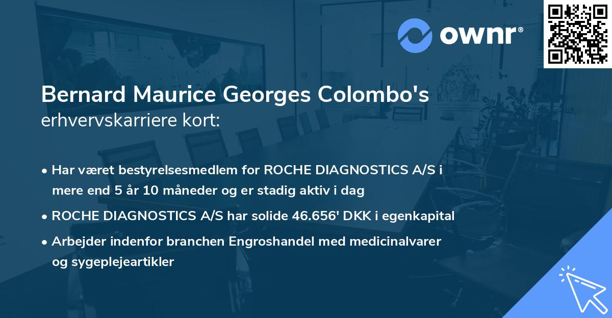 Bernard Maurice Georges Colombo's erhvervskarriere kort