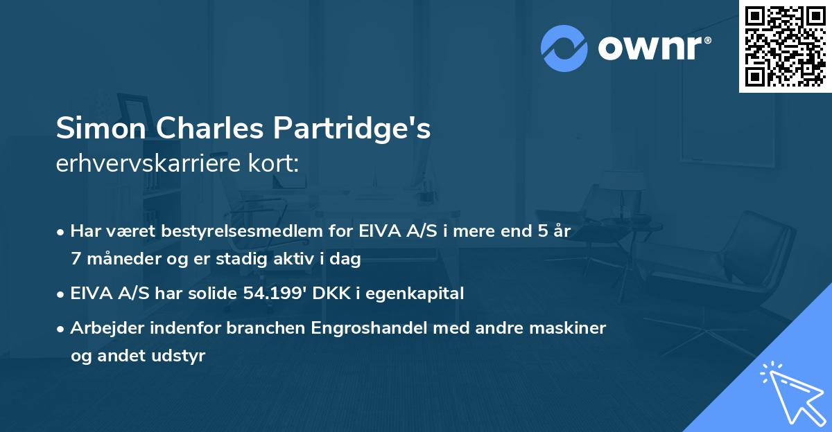 Simon Charles Partridge's erhvervskarriere kort