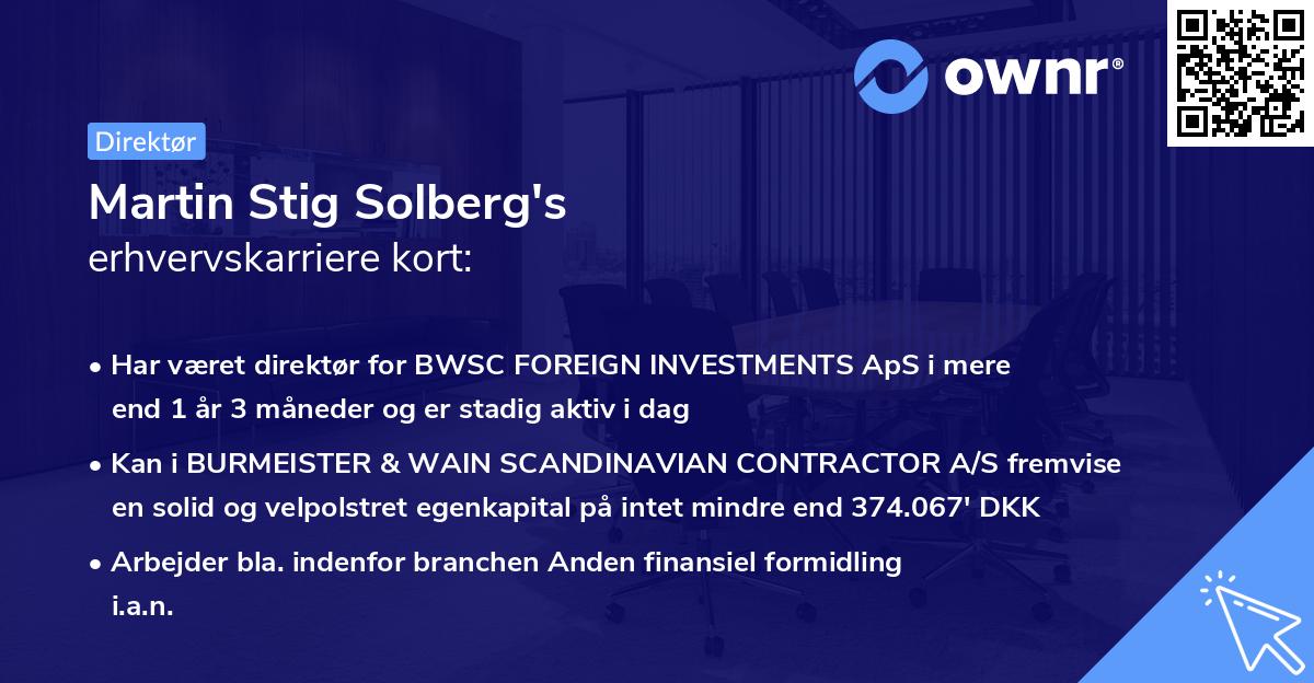 Martin Stig Solberg's erhvervskarriere kort