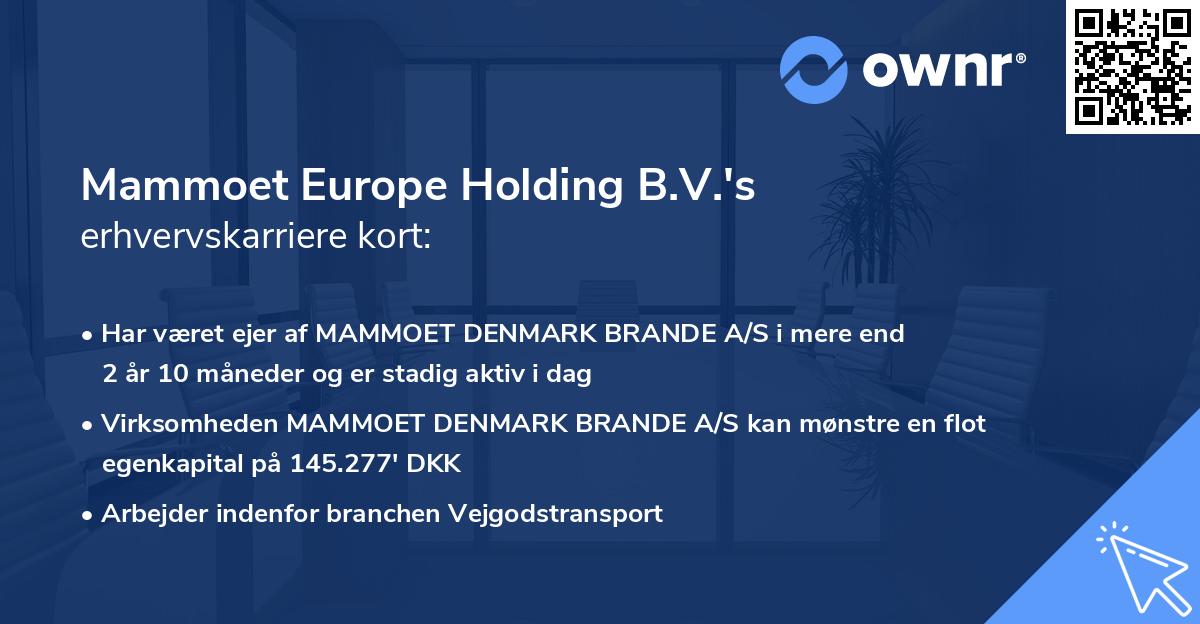 Mammoet Europe Holding B.V.'s erhvervskarriere kort