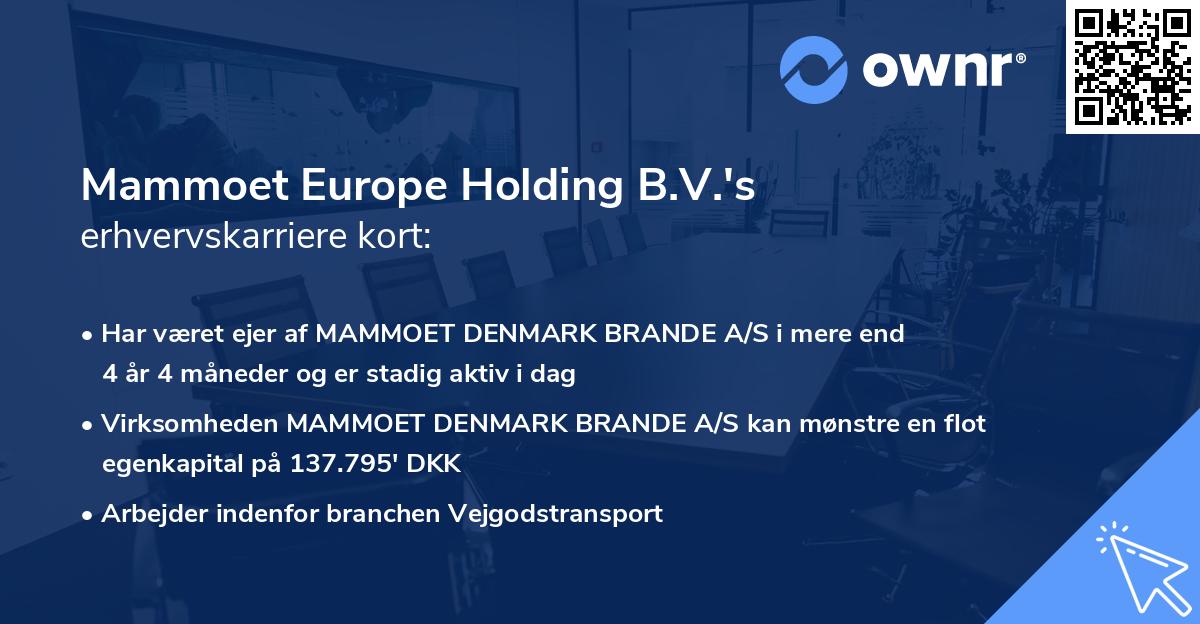 Mammoet Europe Holding B.V.'s erhvervskarriere kort
