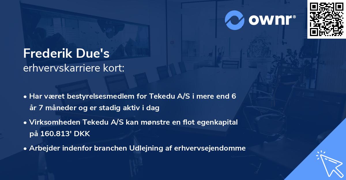 Frederik Due's erhvervskarriere kort