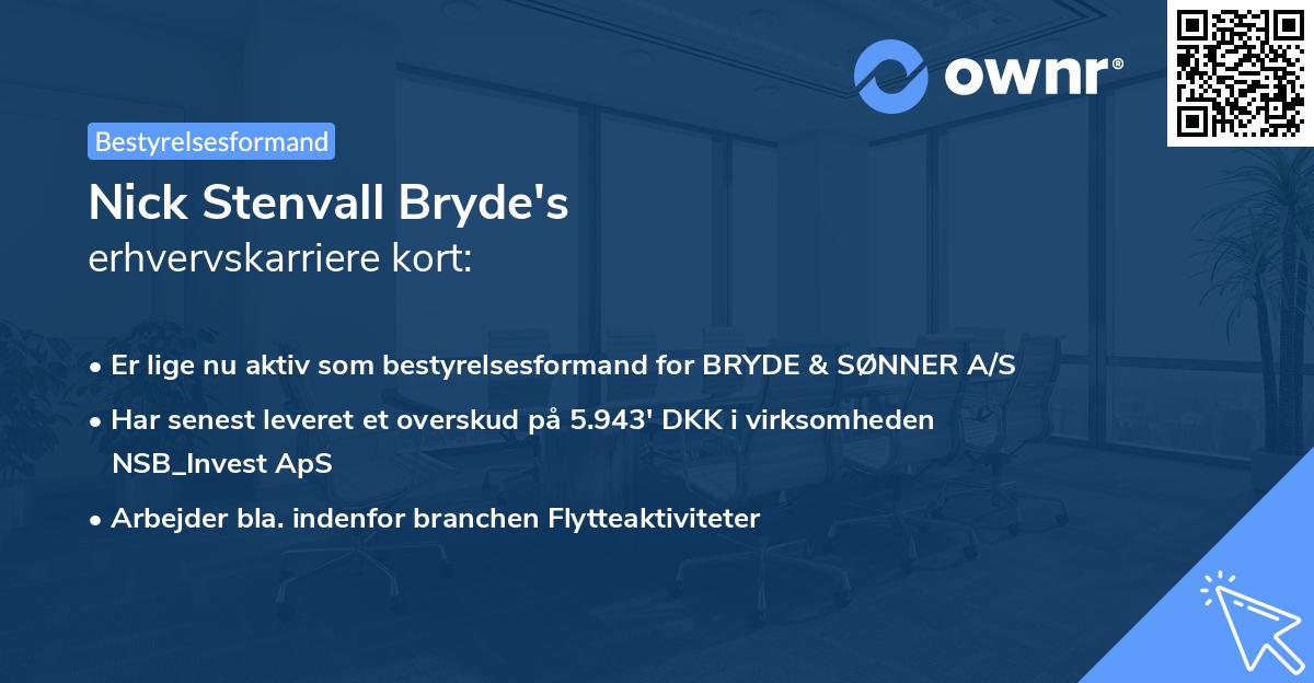 Nick Stenvall Bryde's erhvervskarriere kort