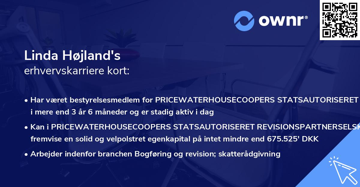 Linda Højland's erhvervskarriere kort