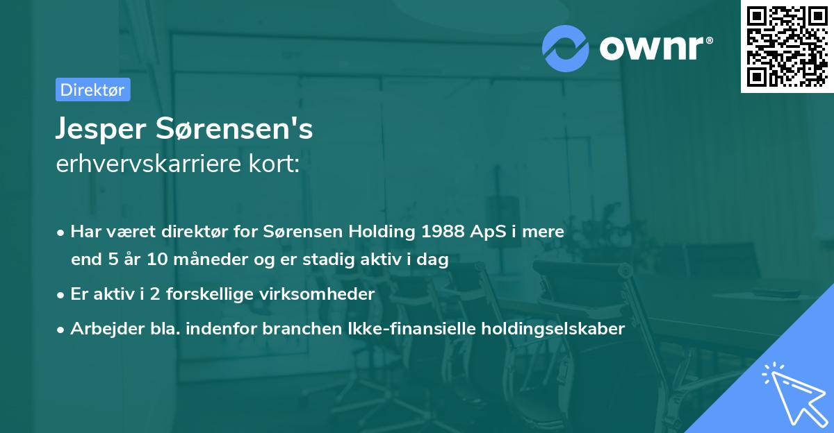 Jesper Sørensen's erhvervskarriere kort
