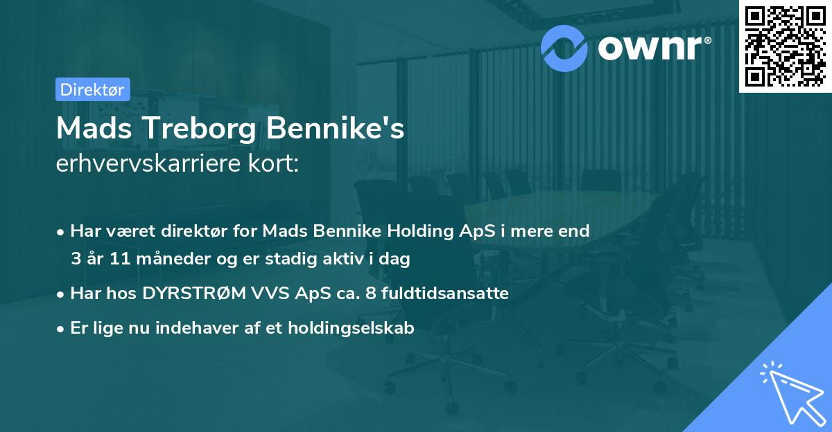 Mads Treborg Bennike's erhvervskarriere kort