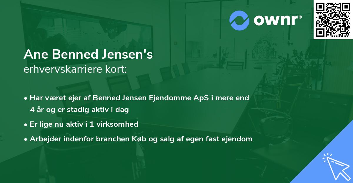 Ane Benned Jensen's erhvervskarriere kort