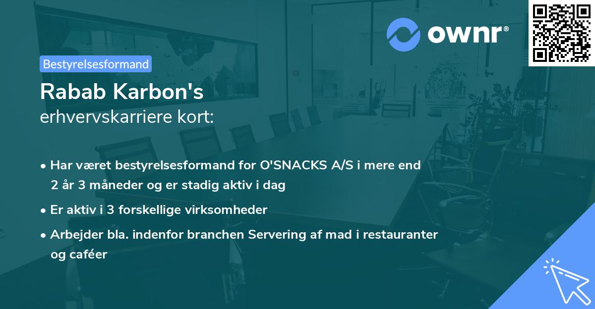 Rabab Karbon's erhvervskarriere kort