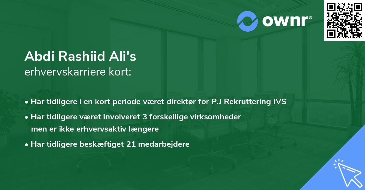 Abdi Rashiid Ali's erhvervskarriere kort