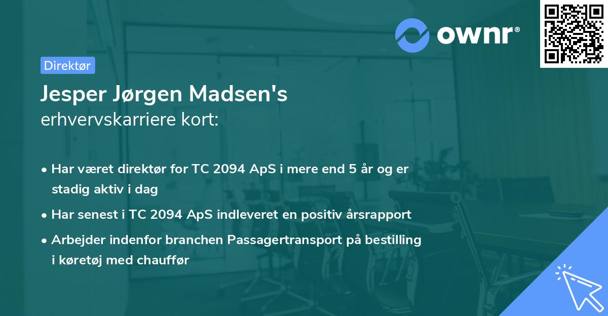 Jesper Jørgen Madsen's erhvervskarriere kort