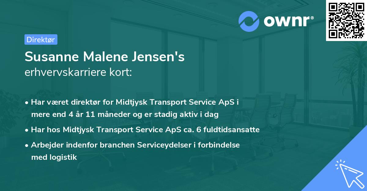 Susanne Malene Jensen's erhvervskarriere kort