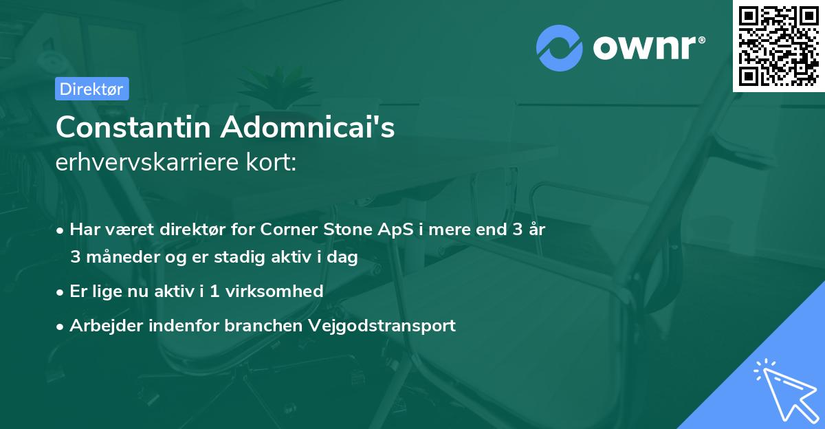 Constantin Adomnicai's erhvervskarriere kort