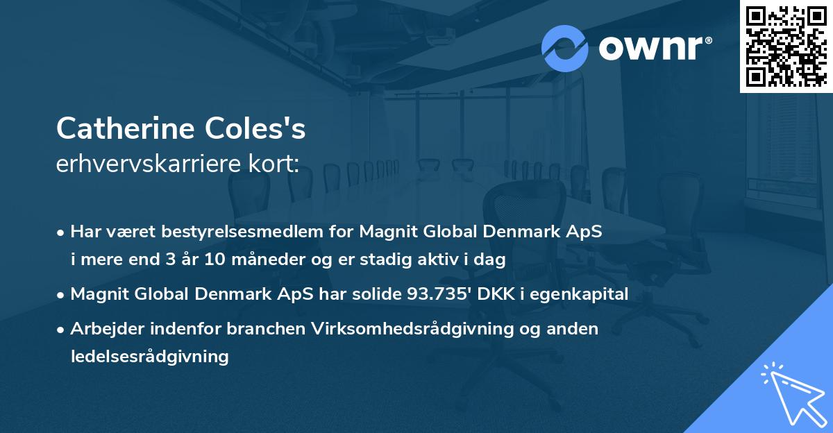 Catherine Coles's erhvervskarriere kort