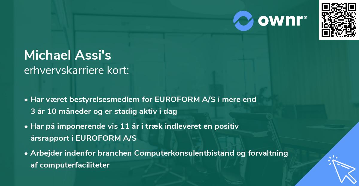 Michael Assi's erhvervskarriere kort
