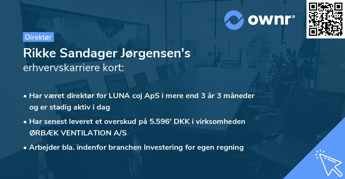 Rikke Sandager Jørgensen's erhvervskarriere kort
