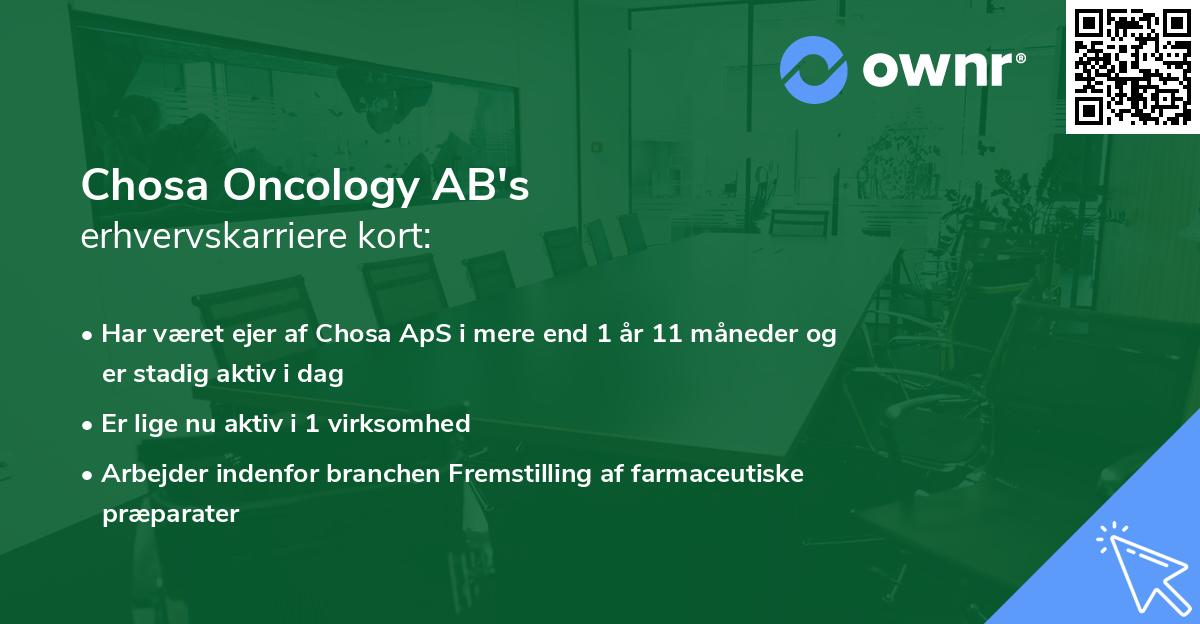 Chosa Oncology AB's erhvervskarriere kort