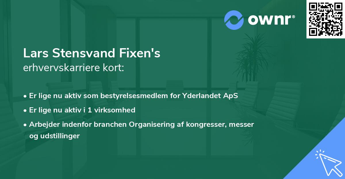 Lars Stensvand Fixen's erhvervskarriere kort