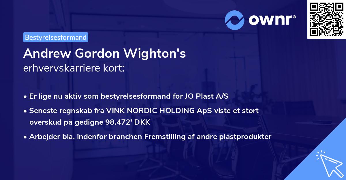 Andrew Gordon Wighton's erhvervskarriere kort