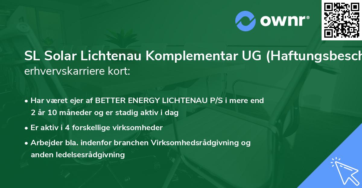SL Solar Lichtenau Komplementar UG (Haftungsbeschränkt)'s erhvervskarriere kort