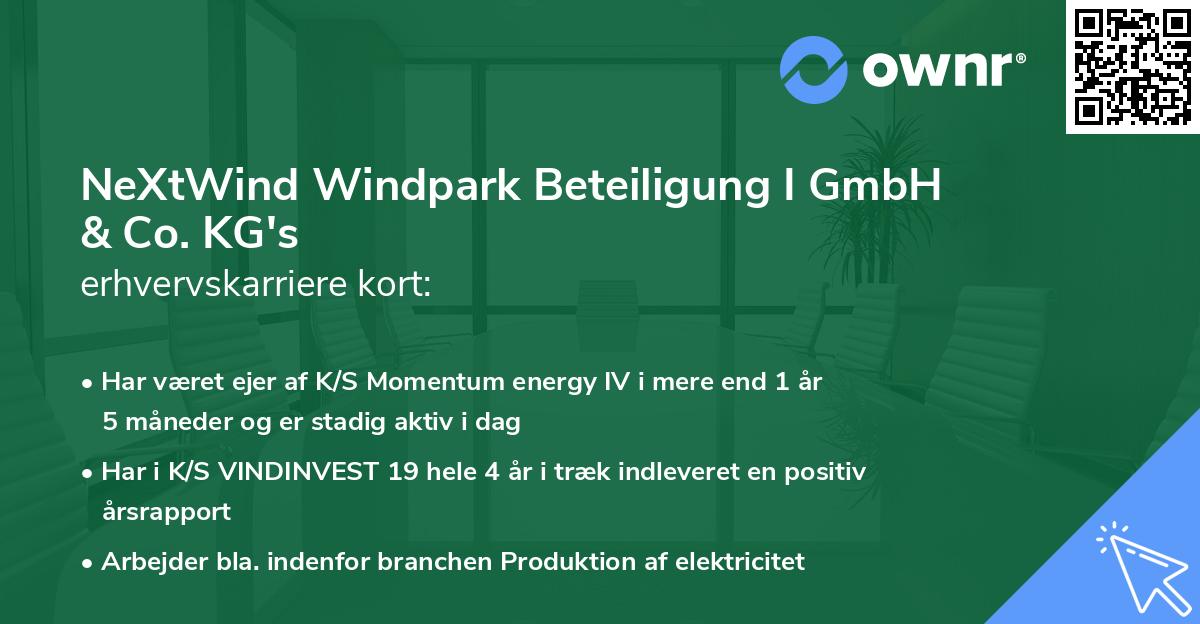 NeXtWind Windpark Beteiligung I GmbH & Co. KG's erhvervskarriere kort