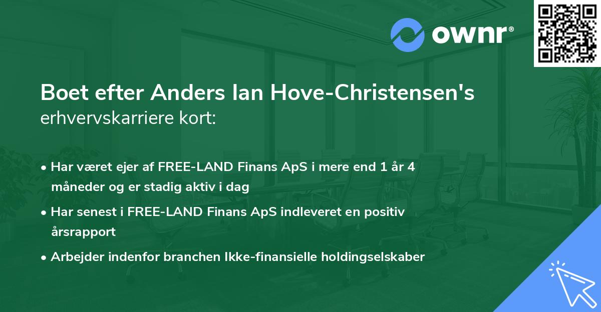 Boet efter Anders Ian Hove-Christensen's erhvervskarriere kort